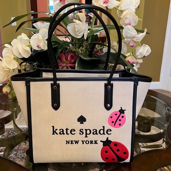 kate spade Handbags - Kate Spade New York NWT ELLA LADYBUG TOTE BAG- Canvas w/Pebble Leather Trim